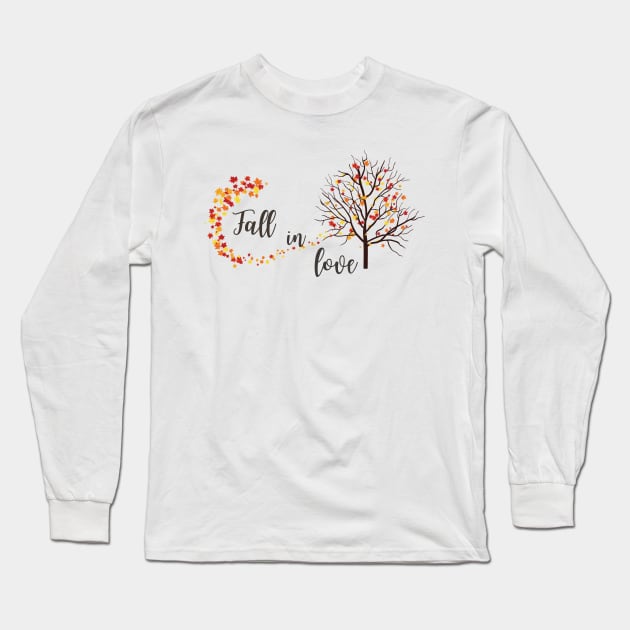 Fall in Love Autumn Design Long Sleeve T-Shirt by Ken Adams Store